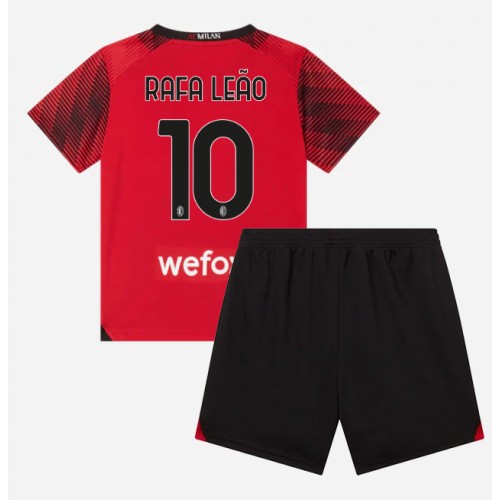 Dětský fotbalový dres AC Milan Rafael Leao #10 2023-24 Domácí Krátký Rukáv (+ trenýrky)